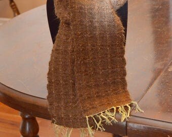 Handwoven acrylic/rayon fuzzy scarf - 50 in x 5 in