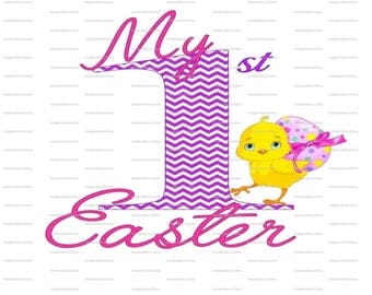 My 1st Easter, First, INSTANT Download, Printable Iron On Transfer, PNG, JPEG, Digital, Diy, Pink, Blue, Dots, Chevron, T shirt, Onesie