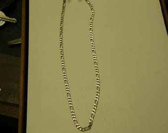 Italy Sterling Silver Figaro Chain Necklace - 20 Inch