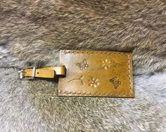 Leather luggage tag