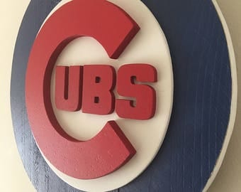 3D Chicago Cubs Wood Logo