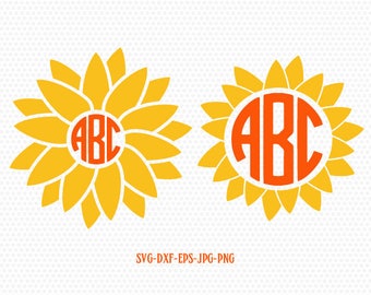 Sunflower SVG, Sunflower Monogram SVG, summer monogram frames svg,CriCut Files frame Cricut download svg jpg png dxf Silhouette cameo