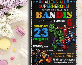 Superhero Invitation, Superhero Avenger Birthday Invitation, Avenger Invitation, Boy Invitation, Birthday Invitation, Spiderman Invitation