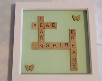 Learn Read Inspire Dreams Scrabble Art