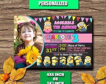 Minion Invitation / Minion Birthday Invitation / Minion Party / Minion Birthday / Minion Invite / Minion Printable / Minion Girl / Minion