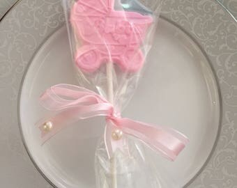chocolate baby shower favor buggy lollipop