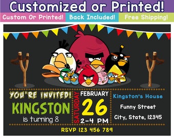 Angry Birds Invitation, Angry Birds Customized invitation, Angry Birds Printed Invitation, Angry Birds Custom Invitation, Angry Birds Party
