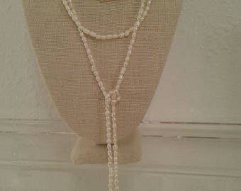 Ivory freshwater pearl lariat style necklace