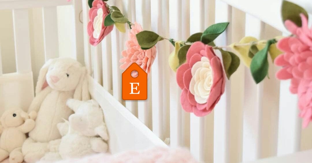 Nursery Floral Garland Felt Rose & Peony Garland