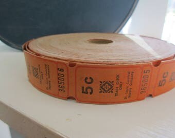 12 Vintage ORANGE 5cent Carnival Tickets for altered art mixed media