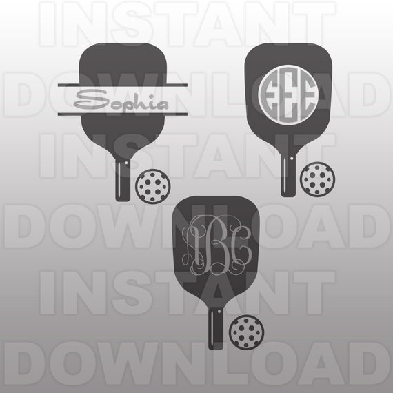 Download Pickleball Paddle Monogram Frames SVG File For Commercial