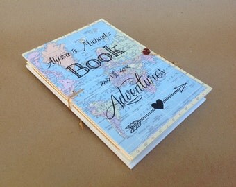Personalized Boyfriend Gift - Valentines Day Travel Gift - Engagement Gift - Adventure Book - Travel Journal with Pockets & Envelopes