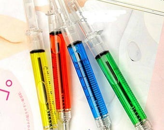 Syringe Pen, Set of 4 Syringe Pens, Syringe Pen Set, Needle Pens, Nurse Pen Nurse Gift, Doctor Pen Doctor Gift Stationery Back to School