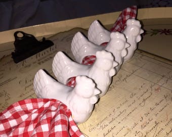 Vintage Chicken Napkin Ring Holders