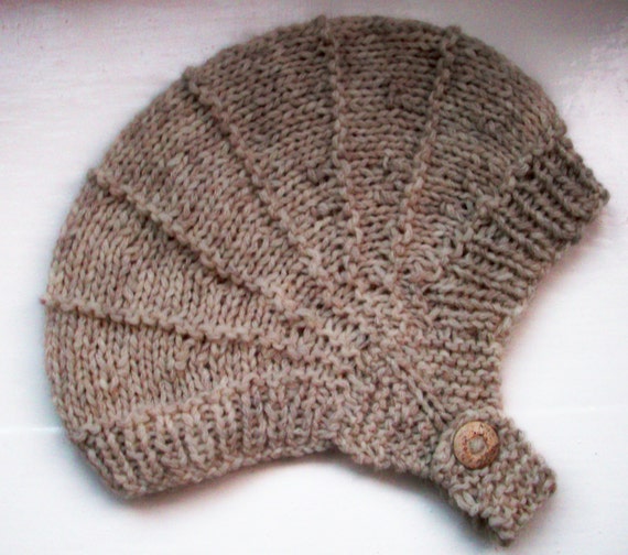 Adult hat, aviator hat, luxury yarn, alpaca, merino, unisex hat, knitted helmet hat, soft, warm, earflap hat, beige