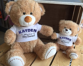 Ring Bearer Gift, Keepsake Stuffed Bear, Ring Bearer, Will You be our Ring Bearer, Stuffed Teddy, Will You Be My, Ring Bearer Shirt
