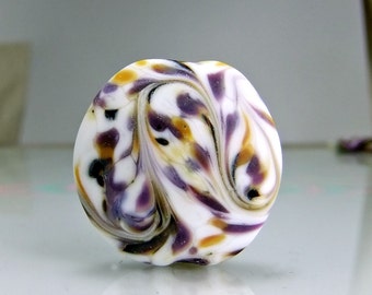 Lampwork Focal Bead Etched White Purple Yellow Black Lampwork Focal Bead