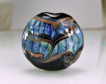 Black Blue Lampwork Focal Bead SRA Glass Focal Bead