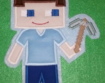 Custom Handmade Minecraft Steve Video Game Gamer Embroidered Applique Sew On Patch
