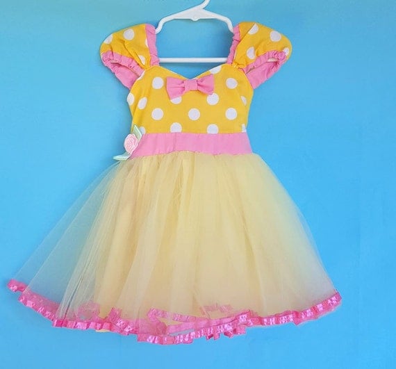 MINNIE MOUSE dress yellow polka dot dress Minnie Mouse