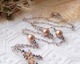 Sale.......One of a Kind Sterling Silver and Swarovski Pearl/Crystal Y Necklace