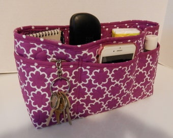 Purse Organizer Insert with Enclosed Bottom Solid Gray