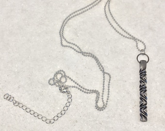 6th anniversary jewelry - Statement steel twist pendant - 6th anniversary gift for her - iron anniversary - 11th anniversary -