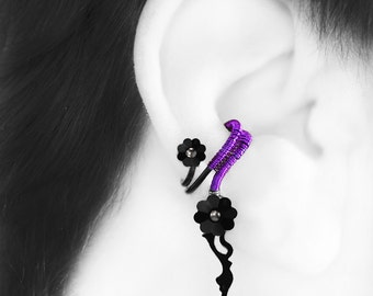 Steampunk Ear Cuff, Swarovski Crystal, No PIercing needed, Cartilage Earring, Right Ear Cuff, Crystal Earring, Metis III v8 (Right)