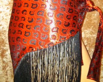 Red Bellydance Long Fringe Hip wrap Hip Scarf