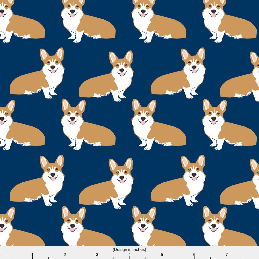 Navy Corgi Fabric Navy Blue Corgi Fabric By Petfriendly