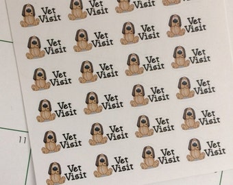 28 Vet Visit Stickers, Planner Stickers, Vet Appointment Dog Stickers, Shown In An Erin Condren Life Planner, Stickers, Small Stickers