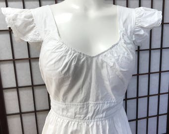 1970s Vintage White Pinafore Jumper Dress S