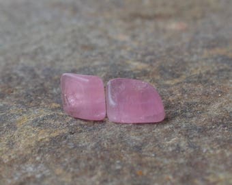Pink Tourmaline Freeform Polished Nugget Stud Earrings