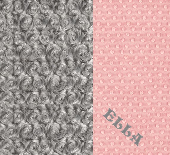 48 x 60 Minky Blanket Girl, Silver Rose Pink Personalized Baby Blanket - Toddler Blanket Girl Lap Size // Name Blanket