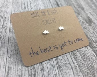 Lotus Earrings - Tiny Lotus Earrings - Sterling Silver Lotus Earrings - Simple Earring - Yoga Earrings - Lotus Stud Earrings - Gift for Yogi