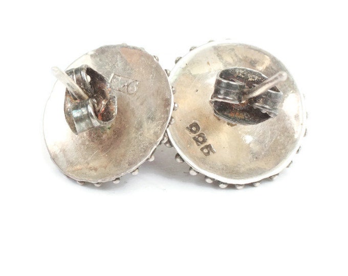 Amethyst and Sterling Post Earrings Raised Dot Detail Smaller Vintage