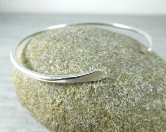 Thin Sterling Silver Cuff Bracelet, Open Bangle Bracelet, Simple Stacking Bracelet, Minimalist Jewelry, Delicate Skinny Cuff Bracelet, GRJ