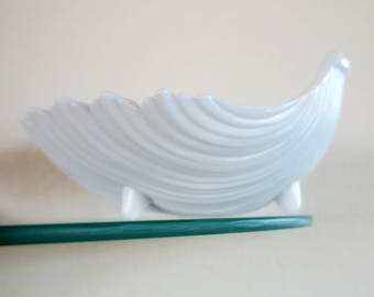 Vintage Shell Dish Milk Glass Westmoreland Footed Candy Dish