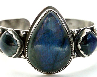 Blue Labradorite Sterling Cuff