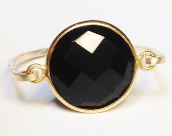 Black Onyx Ring Black Onyx Gemstone Gold Ring 14K Gold Filled Ring Black Onyx Jewelry