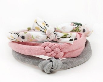 Skinny Knotted Headbands, Newborn Headband Set, Baby Girl Headband, Baby Bow, Baby Knot Headband