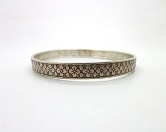 Sterling Silver Flower Bangle Bracelet Vintage