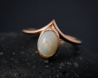 Australian Opal Point Ring, Oval Opal Ring, October Opal, Statement Ring