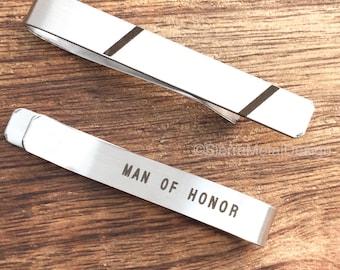 Man of Honor Gift Tie Clip Wedding Tie Bar Man of Honor Gift Groomsman Tie Clip Wedding Party Day Present for Man of Honor