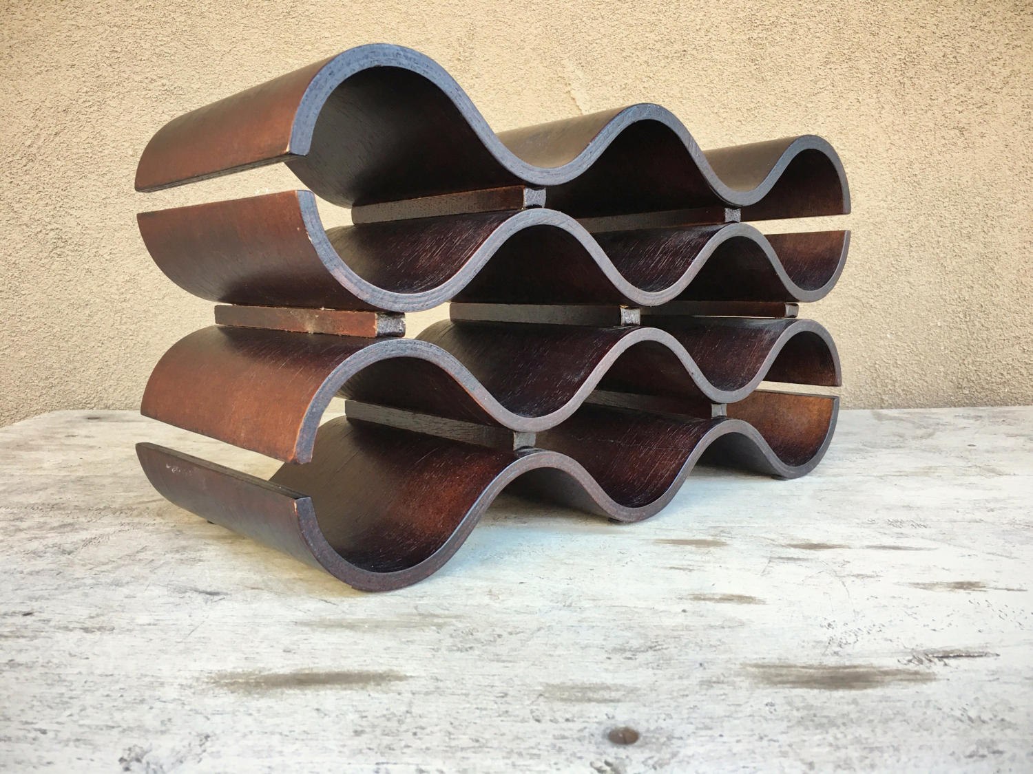 Midcentury Modern bentwood wine rack, 10 bottle, Mid Century decor