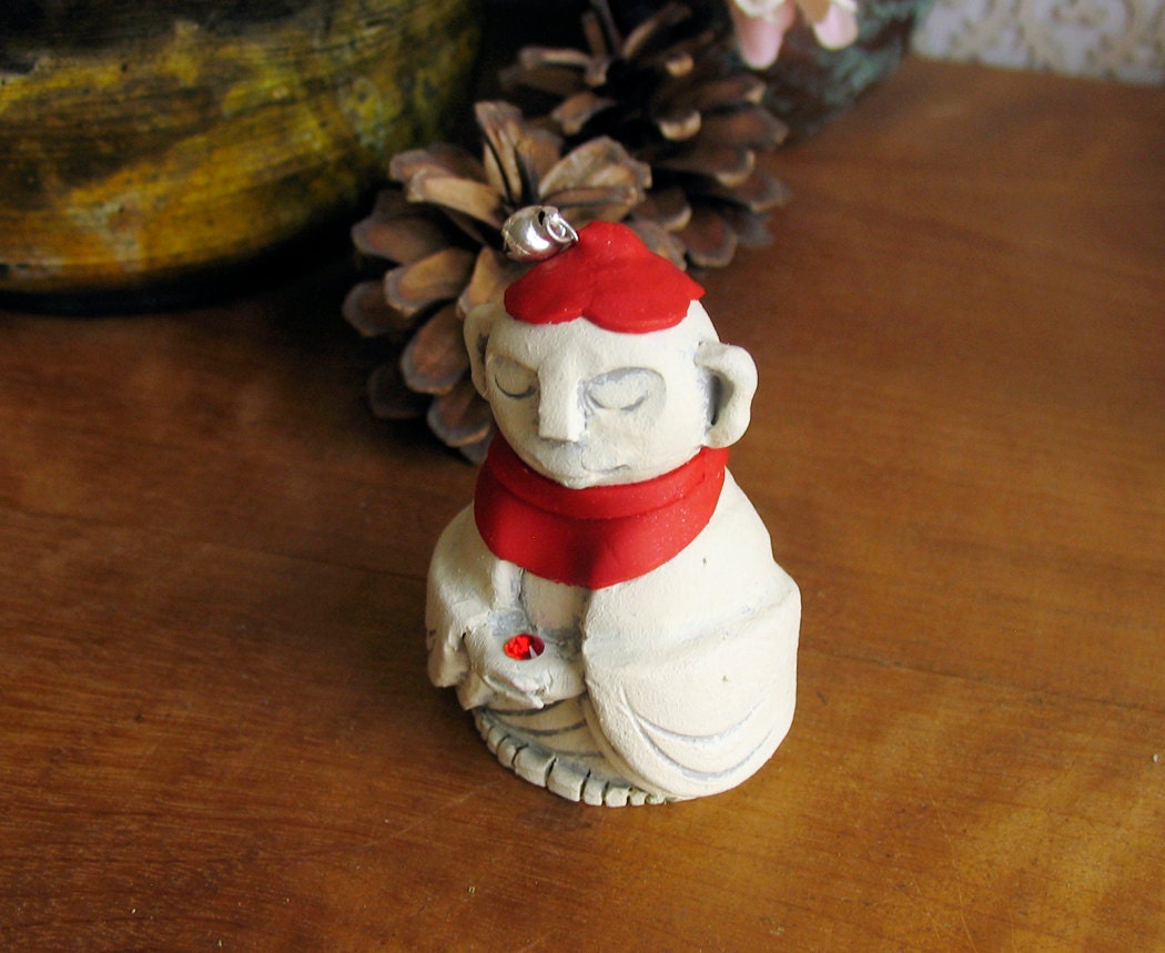Handmade Miniature Onegai Jizo Statue Wish Granting Jizo