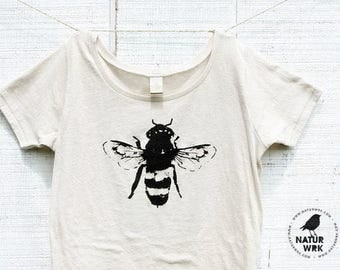 Bee Shirt -Womens - Bamboo - Organic Cotton - Honey Bee - Organic shirt - Small, Medium, Large, XL, 2XL- Clothing -Tshirt