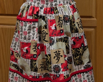 Ladies Half Apron Oriental Print Cotton Fabric