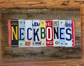 NECKBONES license plate sign tomboyART art recycled upcycled pig BBQ tomboyART tomboy art SOUL FooD