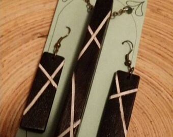 Scrimshaw Jewelry Set Inlaid Ebony Piano Key OOAK Great Gift Idea